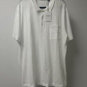 Theory Men's Bron D Cosmos Polo Shirt White Slub Cotton Size XXL New With Tags